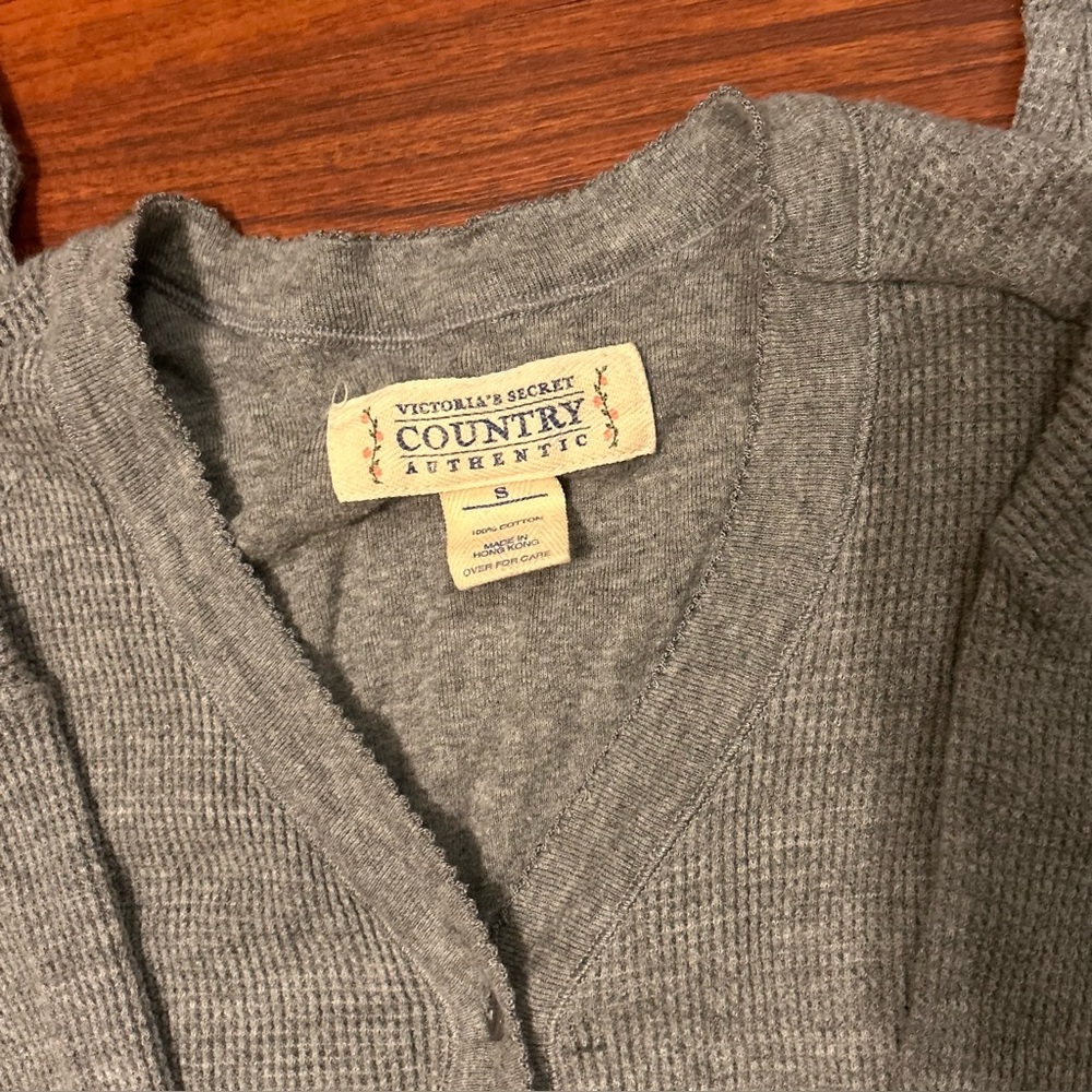 VTG RARE HTF 80s Victoria's Secret Country Thermal Henley PJS COTTAGECORE Sz S - Picture 5 of 16
